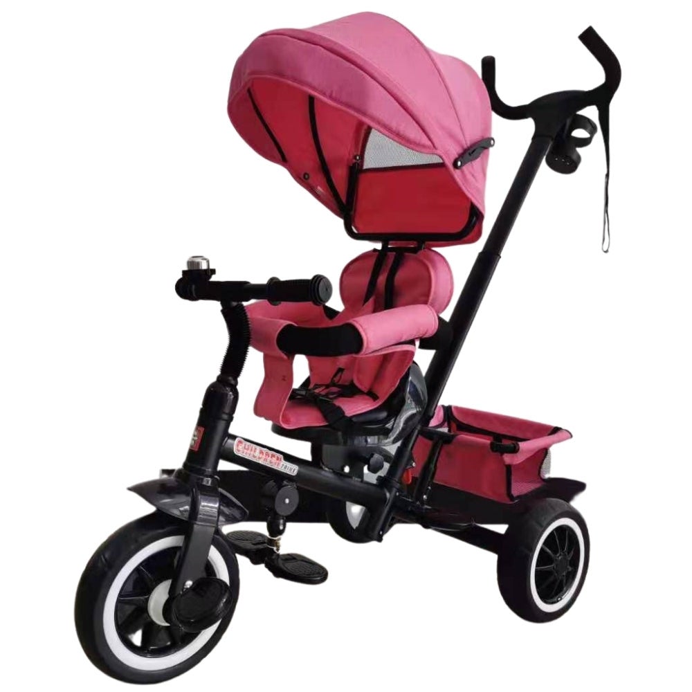 Reverse Seat Kids Baby Toddler Tricycle with Parent Handle - Pink