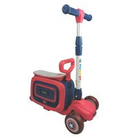 Supermax 3-in-1 Kids Foldable Scooter with Mini Suitcase - Red