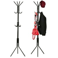 12 Hook Coat Hanger Stand 3-Tier Hat Clothes Rack Metal Tree Style Storage White