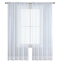 2 Panel Sheer Curtains Rod Pocket Window Sheer Voile Curtain Bedroom 140cmx213cm