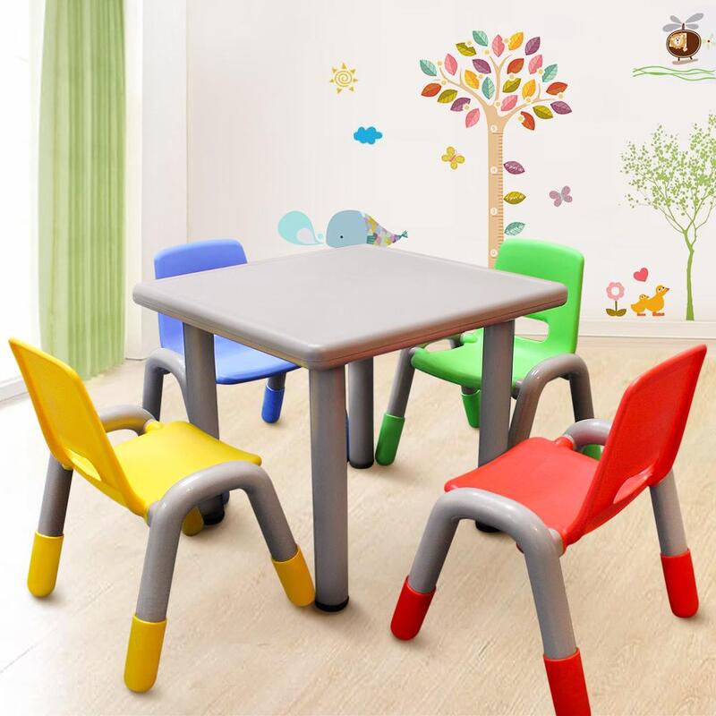 Kids Toddler Table and Chair Set with Adjustable Height - Mixed Colour