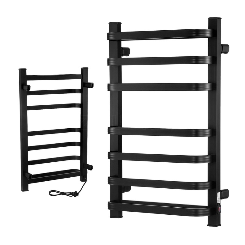 Buy Electric Heated Towel Rail Warmer Rack Wall Mounted Hanger Black 140W MyDeal