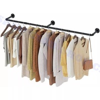 Hanging Closet Storage Clothes Rack Industrial Pipe Wall Mounted
