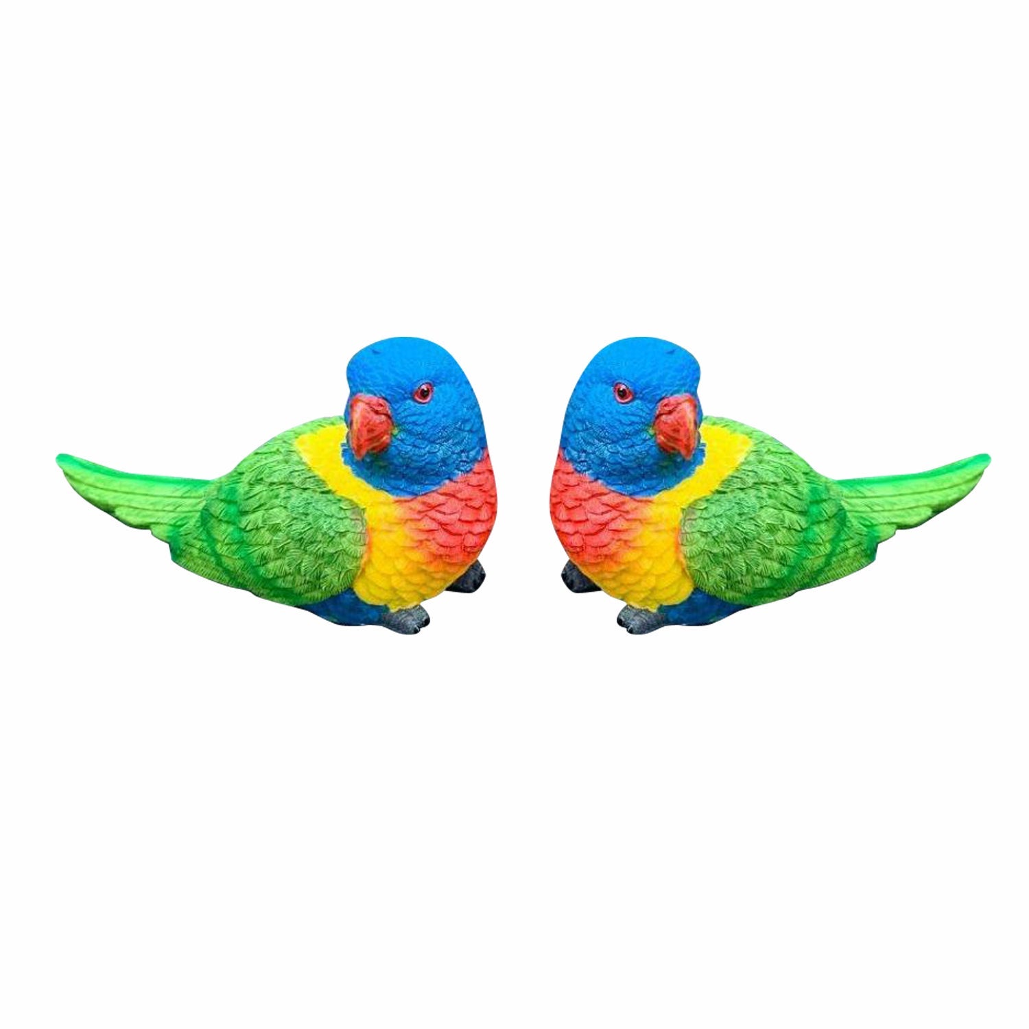 Rainbow Lorikeet Bird Figurine Statue Garden Ornaments Decor set of 2 Birds