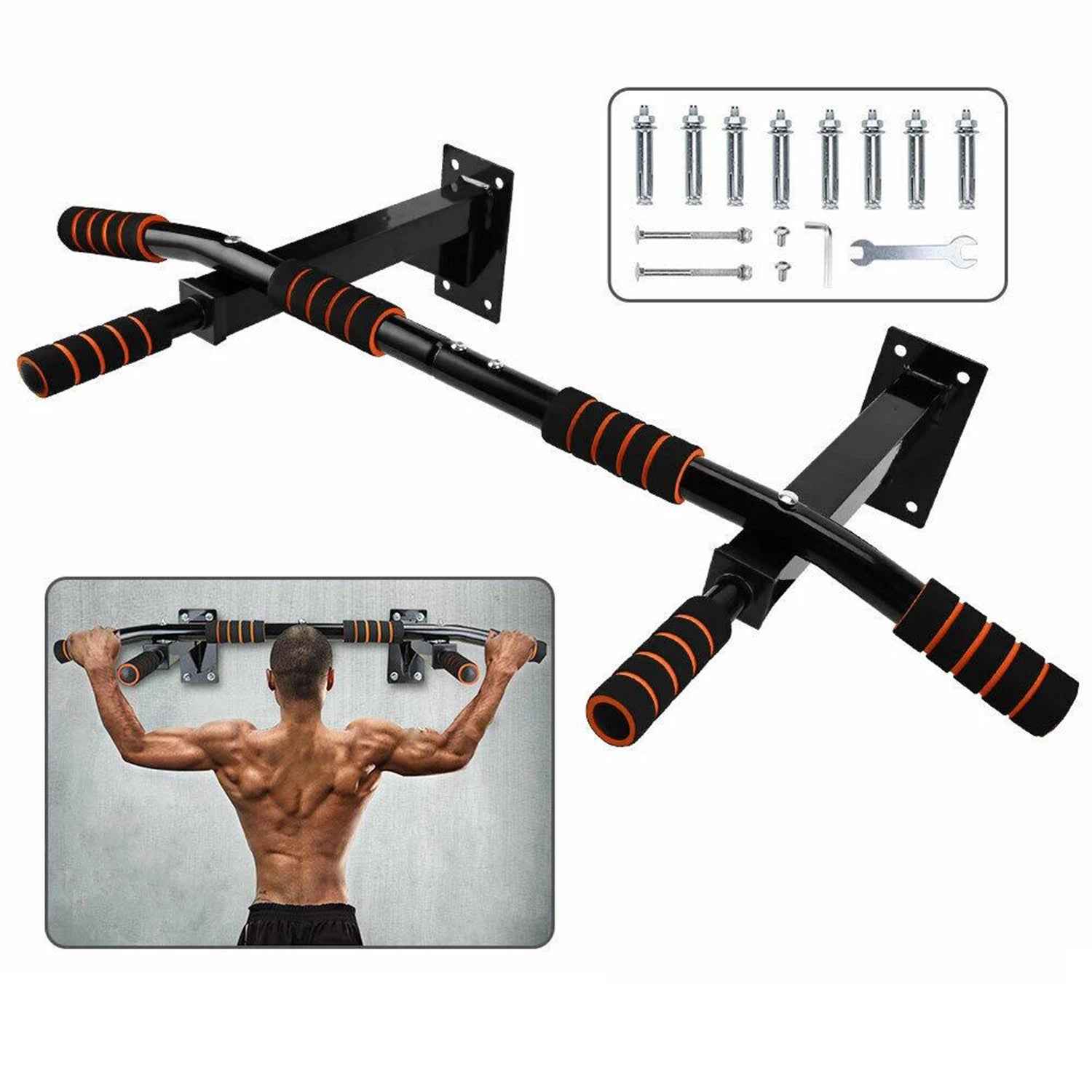Wall Mounted Chin Pull Up Bar Home Gym Exercise Body Fitness Workout Equipment