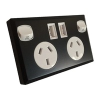 6 x Black & White Double USB Power Point GPO Wall Socket