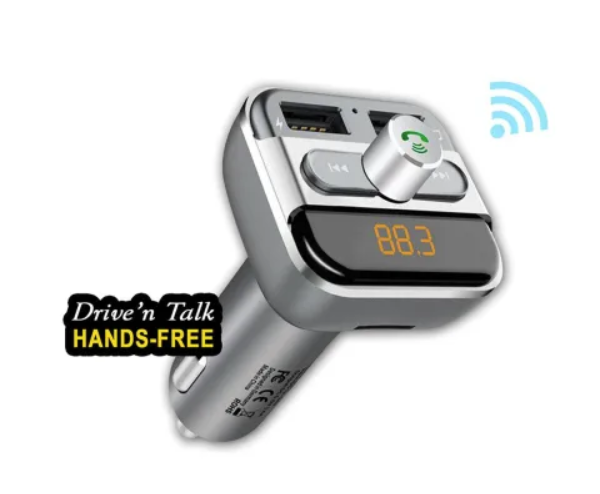 Car Bluetooth Handsfree with FM Transmitter and USB Charger