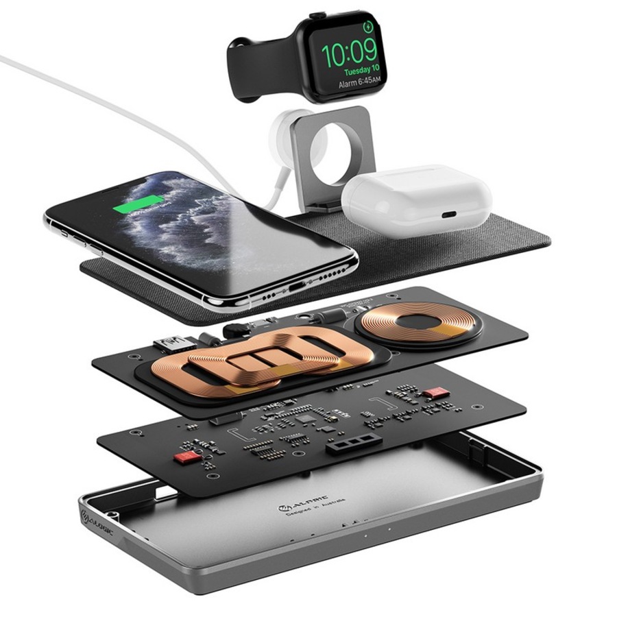 Alogic Ultra Power 3-in-1 Wireless Charging Dock for iPhone & Airpods with Mount [UP2QC10AWM-SGR]