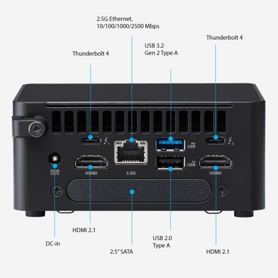 Asus NUC 14 Pro Mini PC, Intel Core Ultra 5, 64GB RAM, 4TB NVMe SSD, W11P, Tall Kit [RNUC14RVHU500000I-P9]