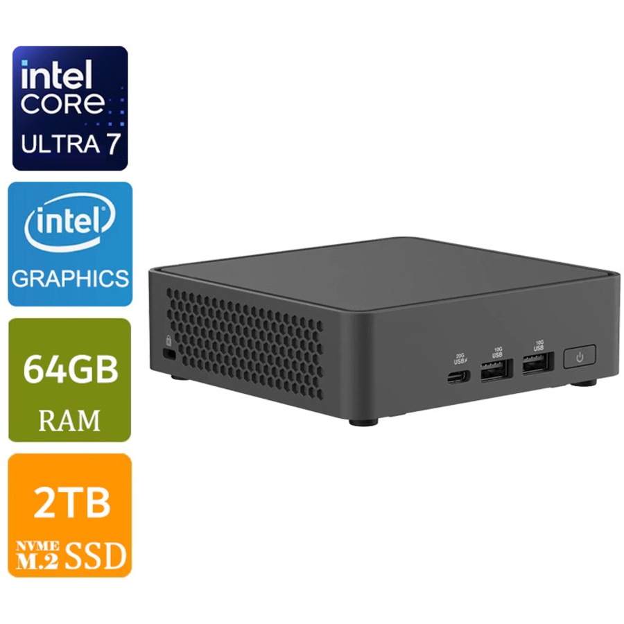 Asus NUC 15 Pro Slim Intel Core Ultra 7 255H 64GB RAM, 2TB SSD, W11H Mini PC [RNUC15CRKU700004I-H8]
