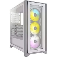 Corsair CC-9011205-WW iCUE 4000X RGB Tempered Glass Mid-Tower ATX Case White with 3x RGB Fans
