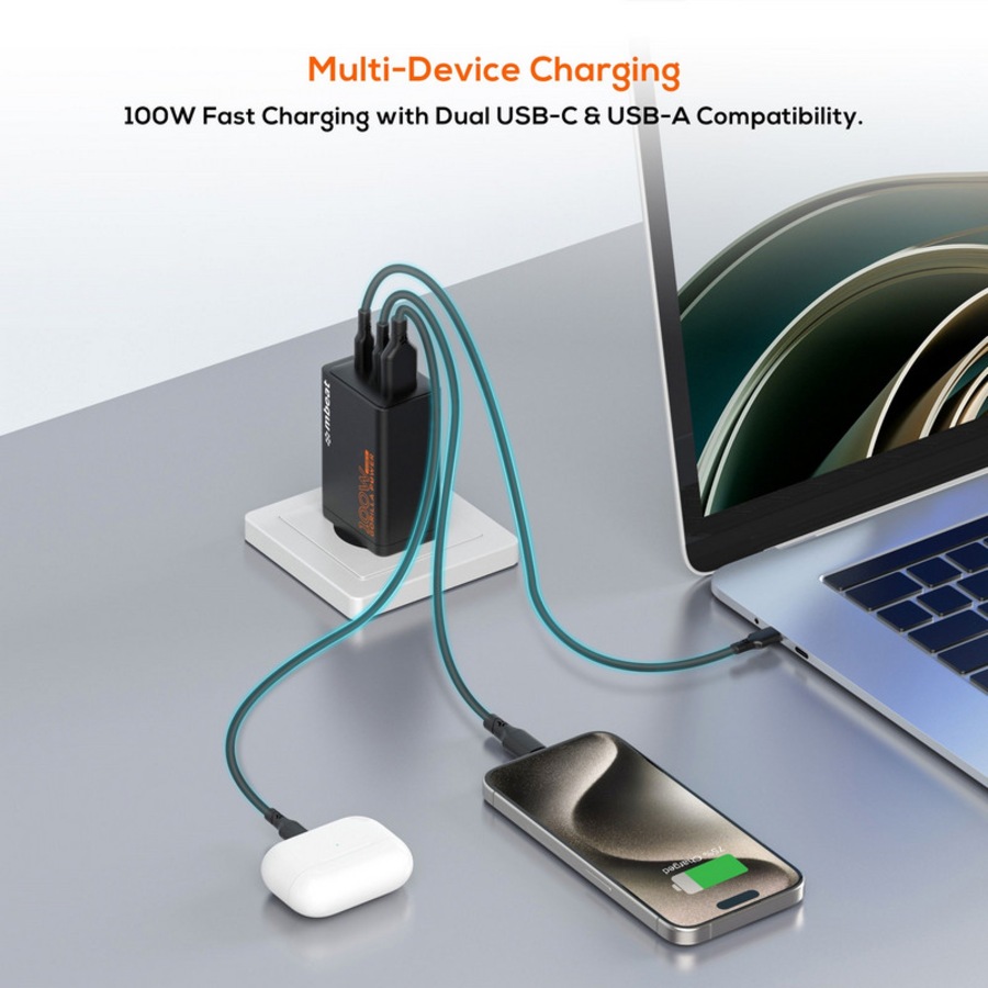 [MB-PD100W2CA-K] mbeat 3 Port Gorilla Power PD 100W GaN II USB-C Charger