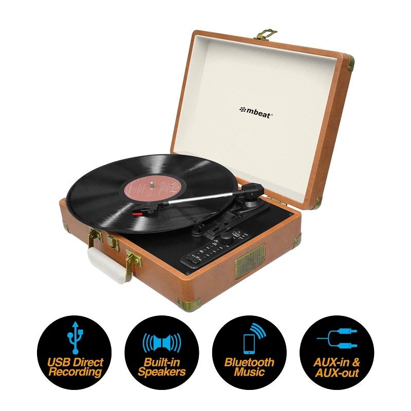 mbeat MB-USBTR128 Woodstock Retro Turntable Recorder with Bluetooth & USB Direct Recording