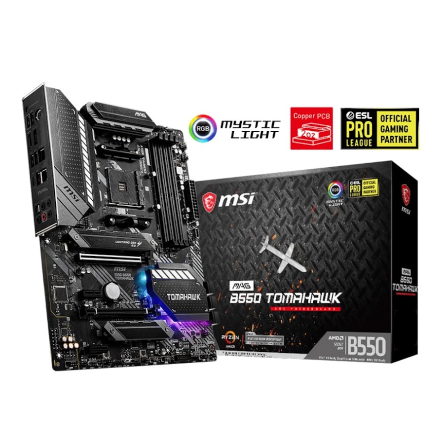 MSI MAG B550 Tomahawk Motherboard AM4 ATX DDR4 PCIEx16 2xM.2 RAID LAN DP HDM