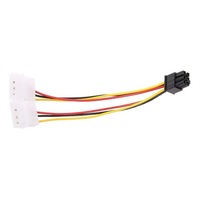 NewBee 2XMOLEX-TO-6-PIN-VGA Dual 4 Pin Molex to 6 Pin PCI Express Video Card Power Cable Adapter