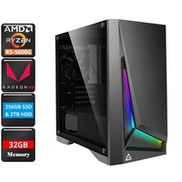 AMD Ryzen 5 5600GT Gaming PC Office Desktop, 32GB RAM/240GB SSD/2TB HDD/Win 11P [5600GT-32G2T-DP301M-W11P]