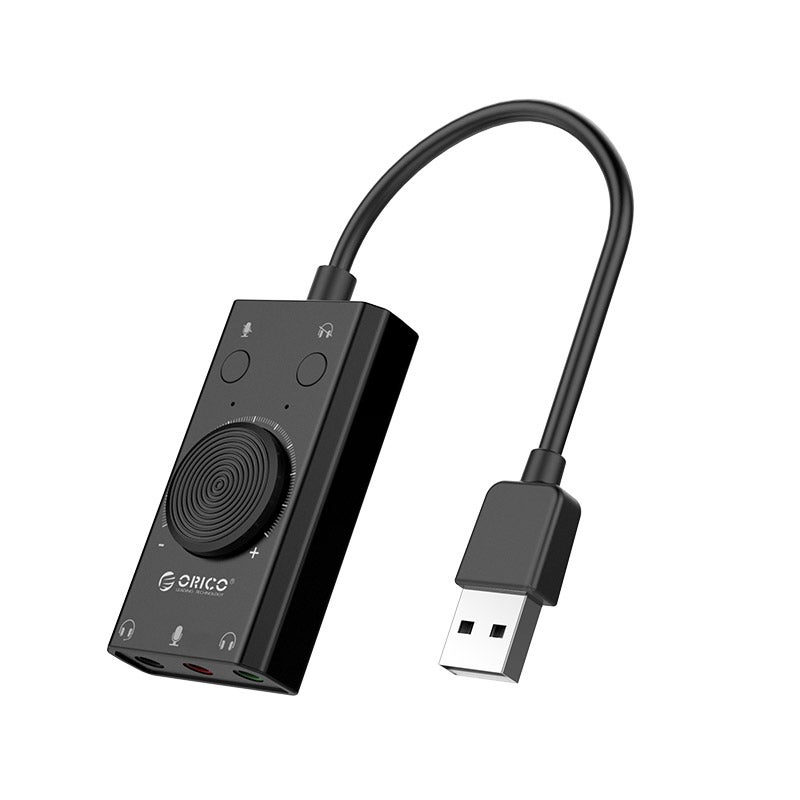 Orico SC2-BK SC2 10cm Driver Free USB to External Audio Sound Card With 2 Headset Port