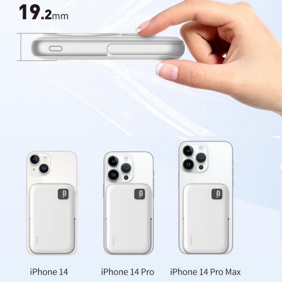[Q10PRO-WH] Idmix Q10 Pro 10000mAh White Magnetic Wireless Power Bank with Foldable