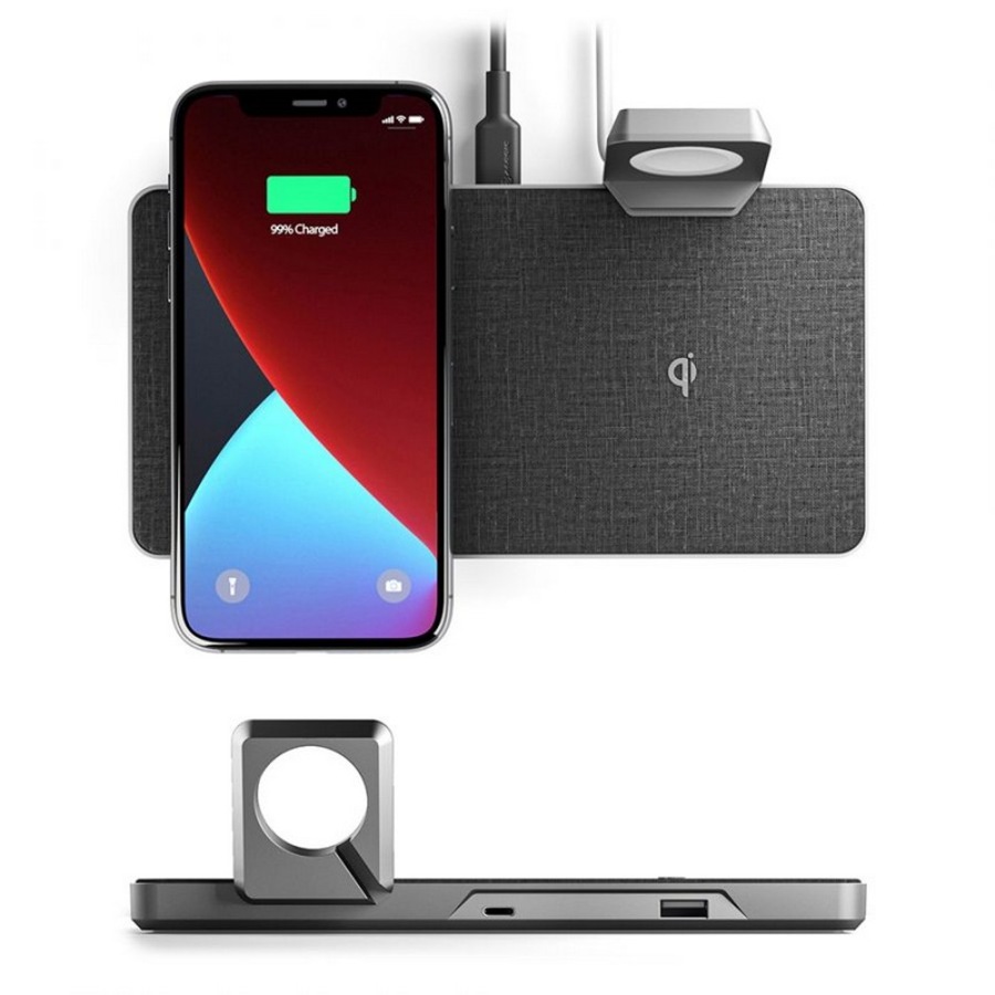 [UP2QC10AWM-SGR] Alogic Ultra Power 3-in-1 Wireless Charging Dock for iPhone & Airpods with Mount