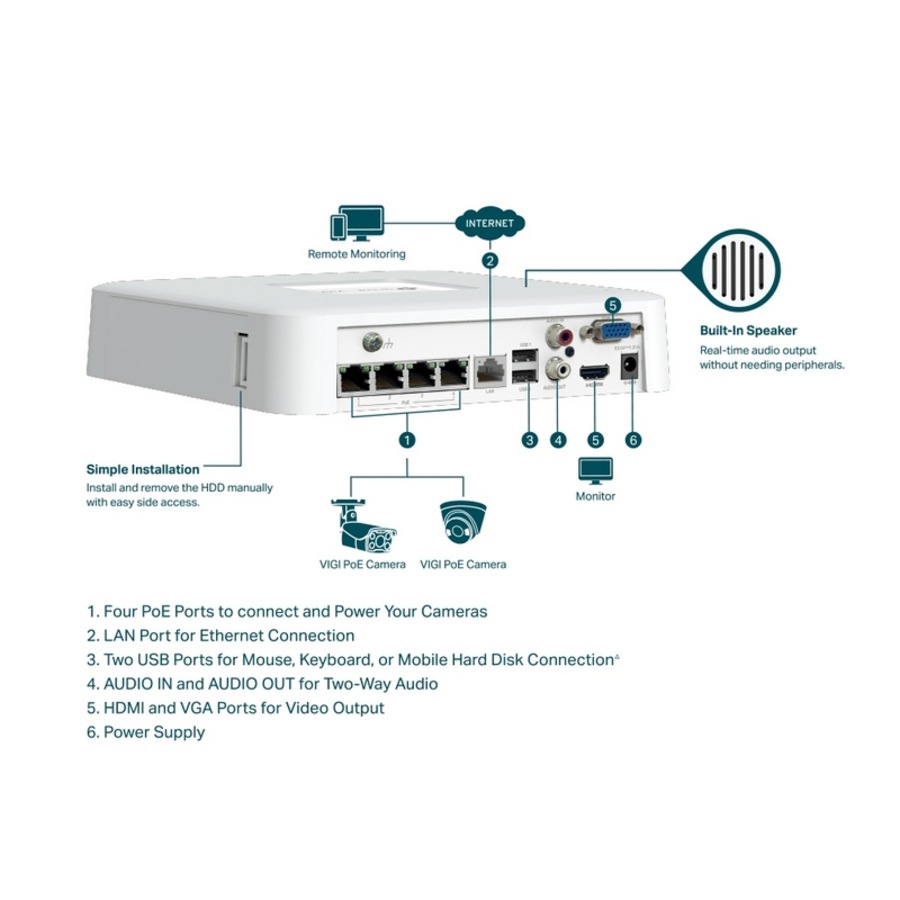 [VIGI NVR1104H-4P] 4 Channel PoE+ Network Video Recorder