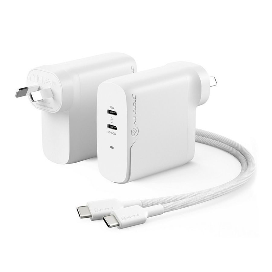 [WCG2X68-ANZ] Alogic Rapid Power 2 Port 68W?Compact Wall Charger, 2x USB-C Port White