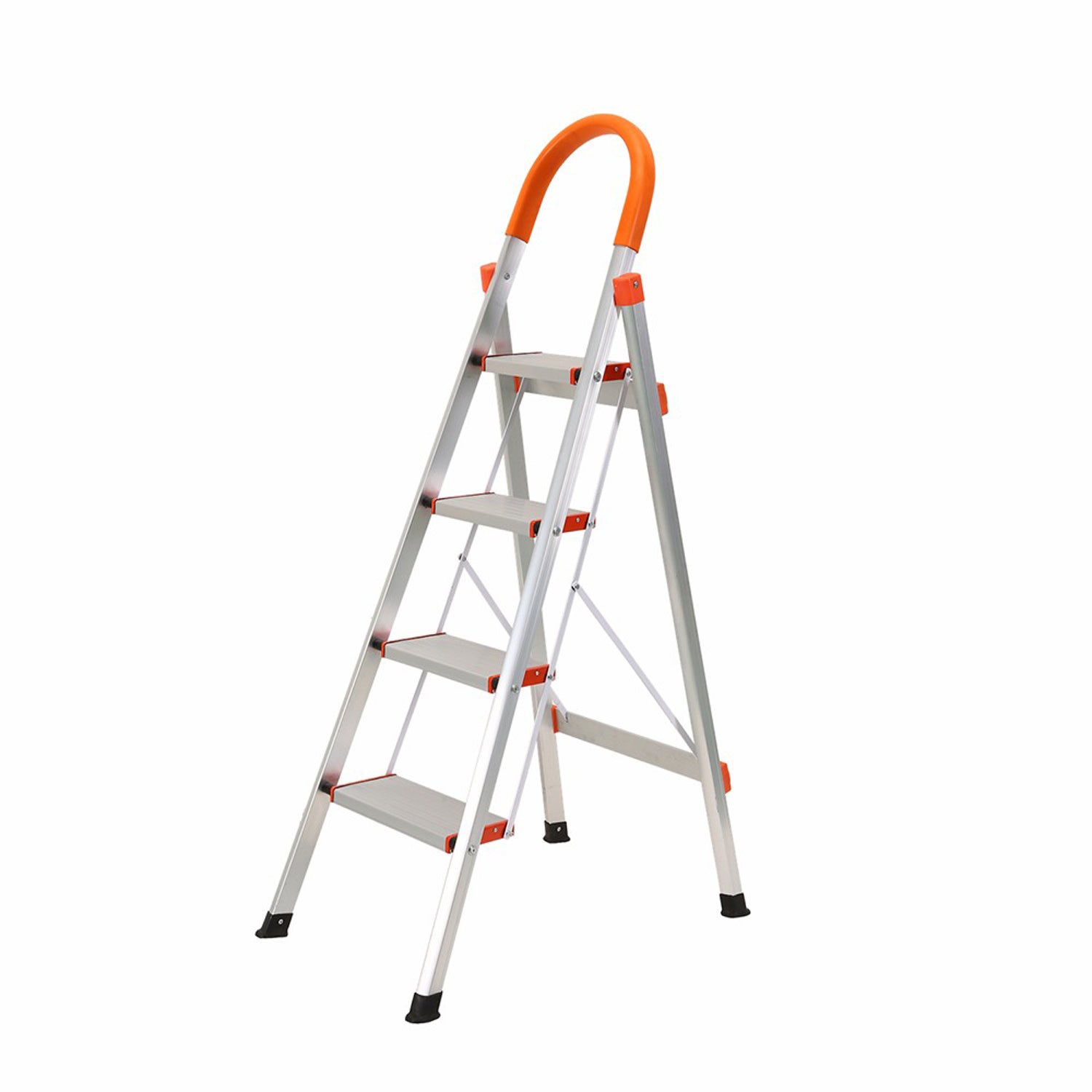 4 Step Ladder Aluminium Multi Purpose For Household Office Foldable Non Slip