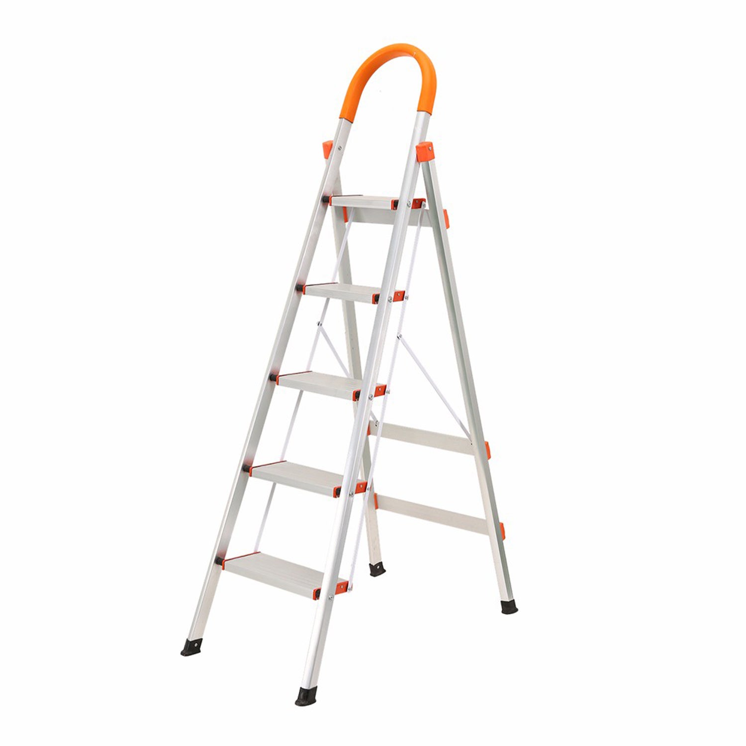 5 Step Ladder Aluminium Multi Purpose For Household Office Foldable Non Slip