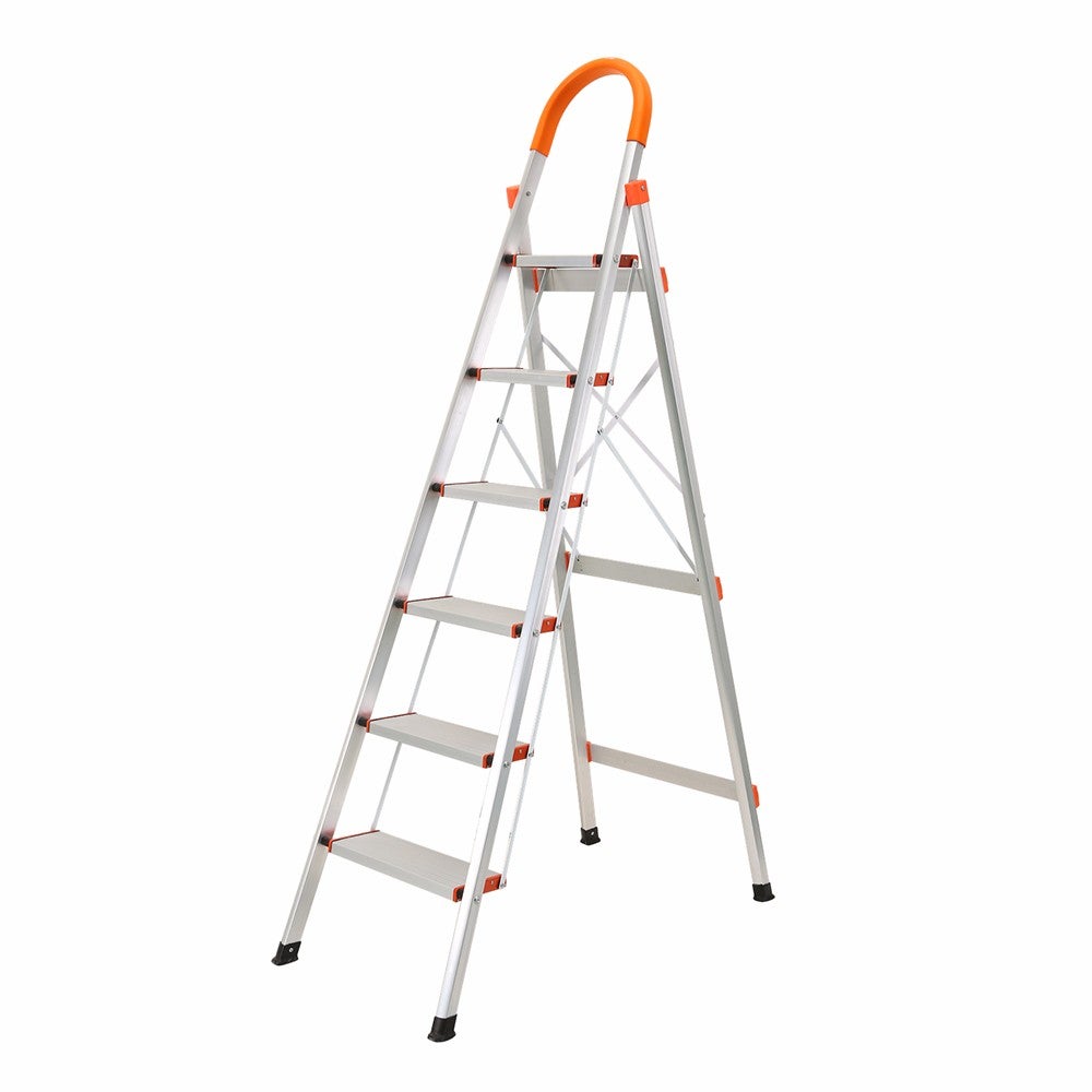 6 Step Ladder Aluminium Multi Purpose For Household Office Foldable Non Slip