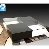 Chessa Glass Square Coffee Table Gloss Black White
