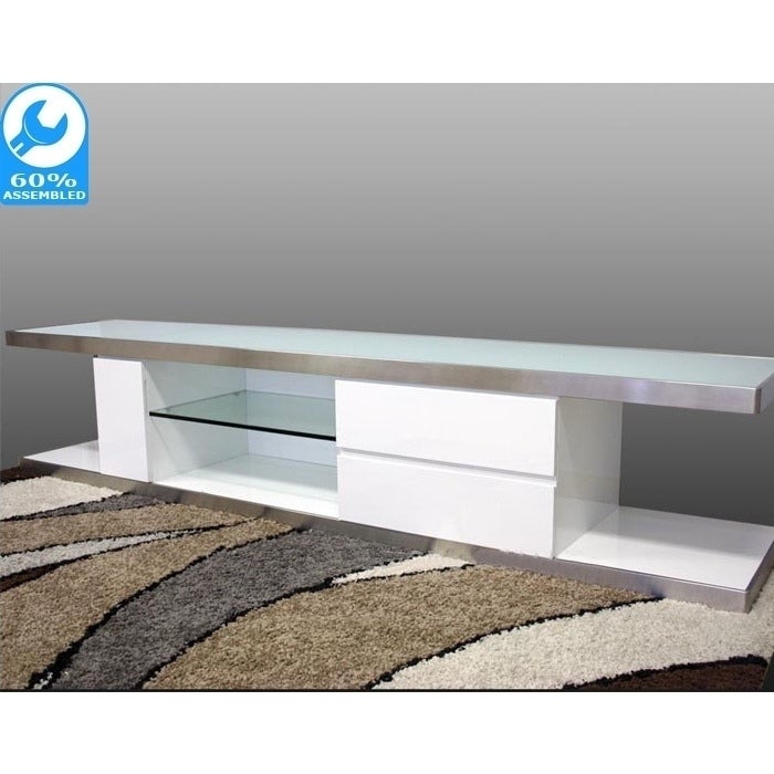 Metro TV Cabinet with Shelves and Drawers in White