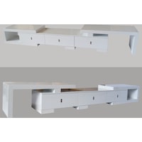 Extendable Oak TV Cabinet with 3 Drawers in White