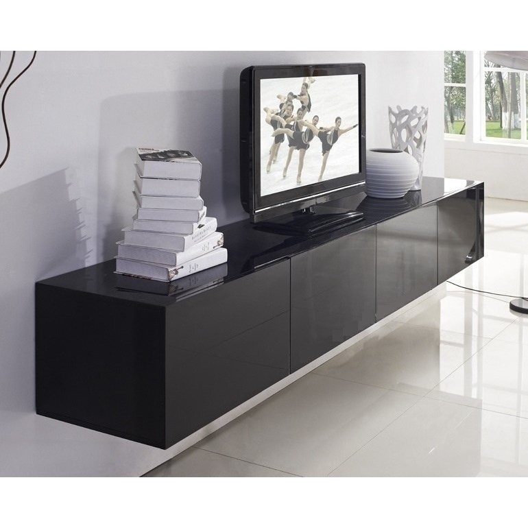 Floating black tv deals unit