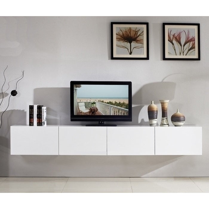 Majeston Floating TV Cabinet in Gloss White 2.4m