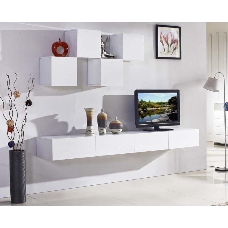 Galaxi Floating TV Cabinet in Gloss White 2.4m