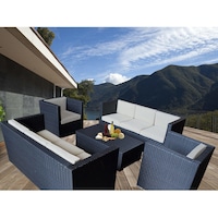 Bella 8 Seat PE Wicker Outdoor Lounge Set in Black