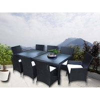Millana 8 Seat PE Wicker Outdoor Dining Set - Black