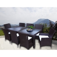 Millana 8 Seat PE Wicker Outdoor Dining Set - Brown