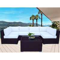 Majeston 6 Seat Modular Outdoor Lounge Set in Brown