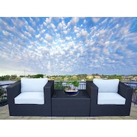 Modena 3 Piece PE Wicker Outdoor Lounge Set - Black