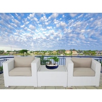 Modena 3 Piece PE Wicker Outdoor Lounge Set - White