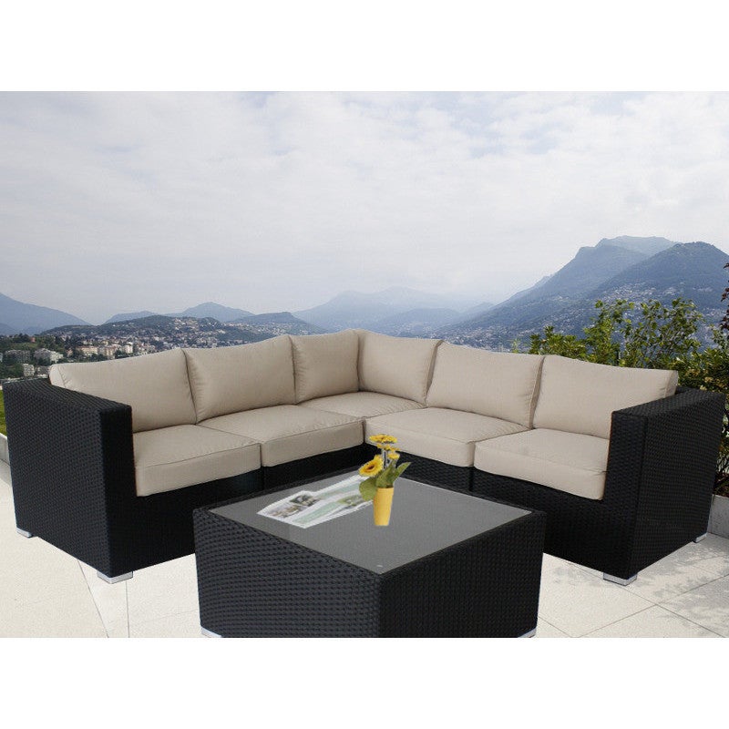 Ellana 5 Seat Corner Outdoor Lounge Set in Black