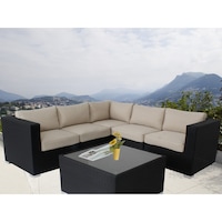 Ellana 5 Seat Corner Outdoor Lounge Set in Black