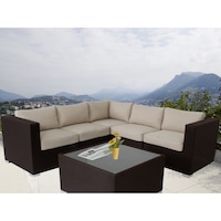 Ellana 5 Seat Corner Outdoor Lounge Set in Brown