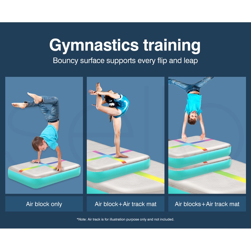 Centra 0.6X1M Air Track Block Inflatable Mat Airtrack Tumbling Gymnastics Blue MyDeal