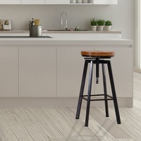 Levede Bar Stools Industrial Kitchen Stool Wooden Barstools Swivel Chair Vintage