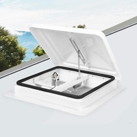 12V Caravan RV Roof Vent With Fan Manual Shower Hatch 355mm x355mm Flyscreen