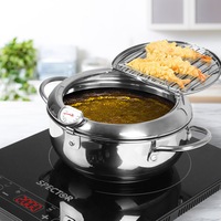 Toque 20cm Japanese Deep Frying Pot Stainless Steel Tempura Fryer Fry Pan Silver