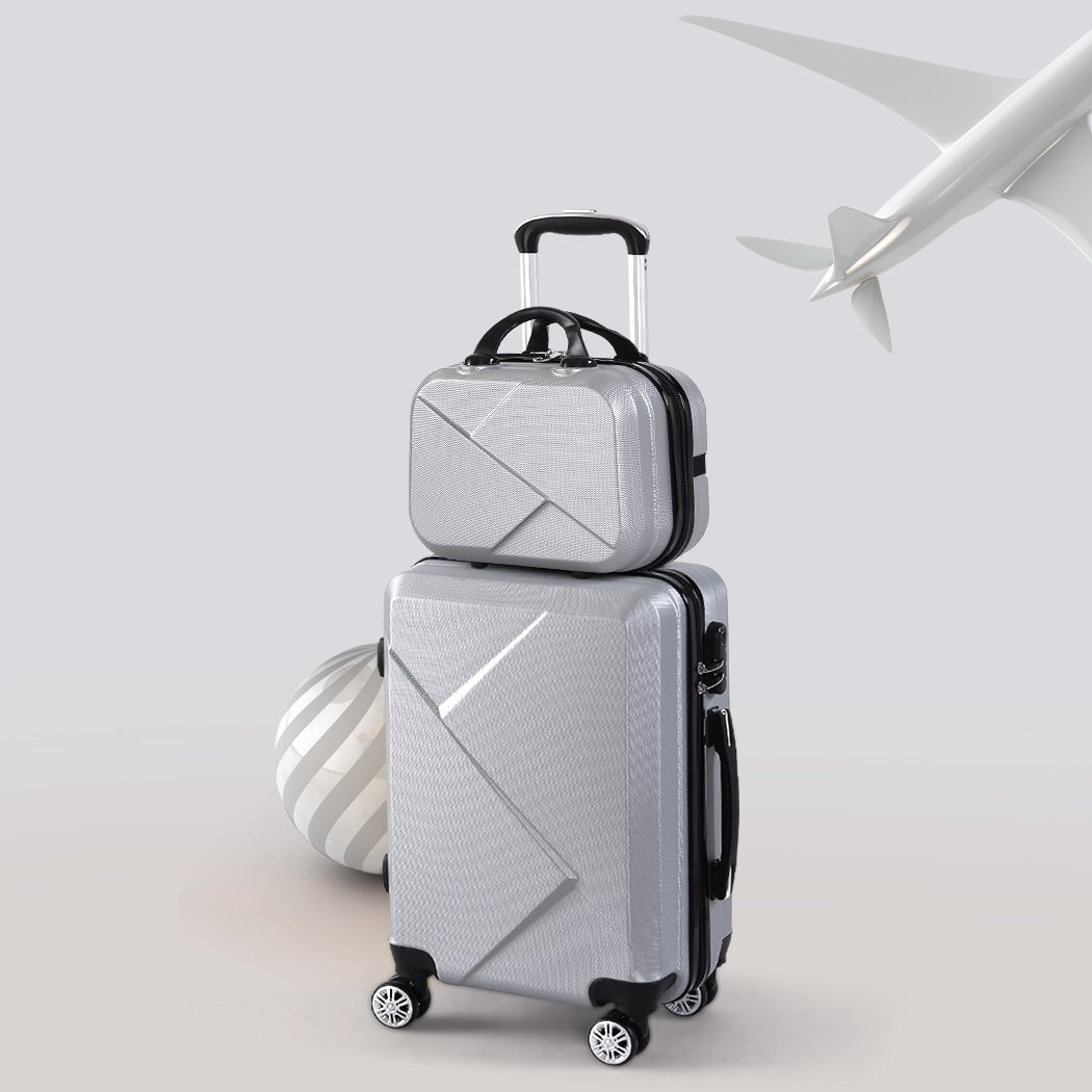 Slimbridge 2pcs 20"Travel Luggage Set 12"Hand Carry On Bag Suitcase Case Grey