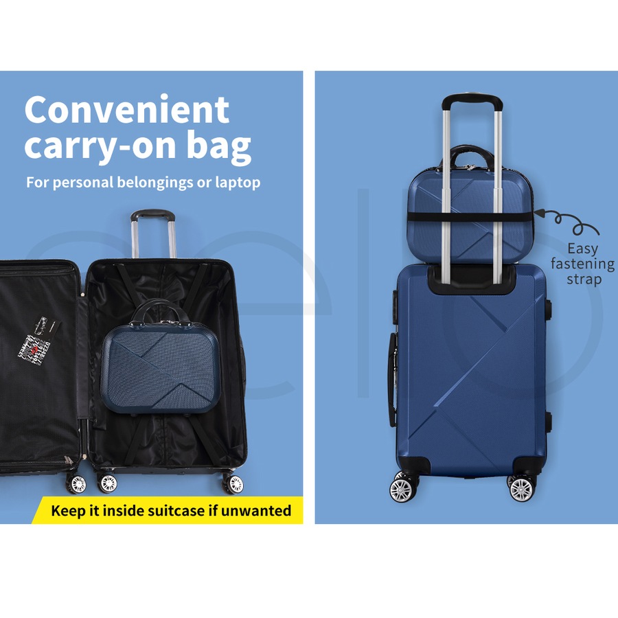 Slimbridge 2Pcs 20"Travel Luggage Set 12"Hand Carry On Bag Suitcase Case Navy