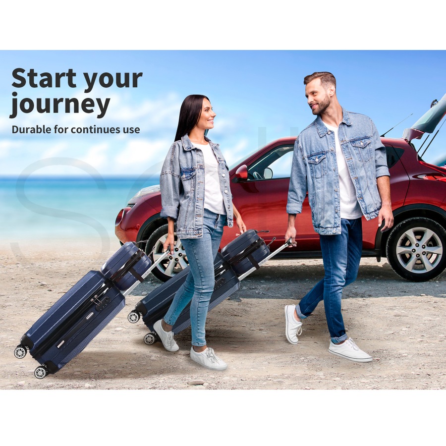 Slimbridge 2Pcs 20"Travel Luggage Set 12"Hand Carry On Bag Suitcase Case Navy